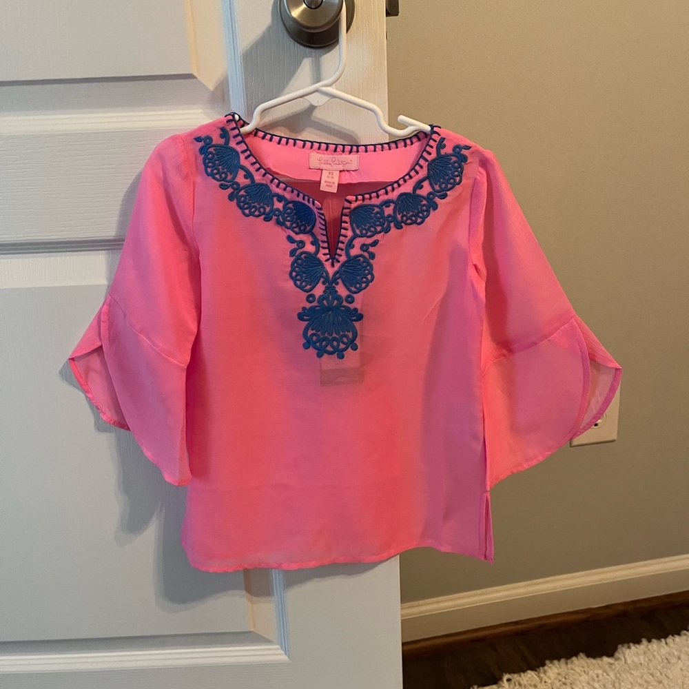 Pink Mini Piet Cover Up silk Lilly Pulitzer girls top NEW w/ Tags XS (2-3) - Picture 9 of 9